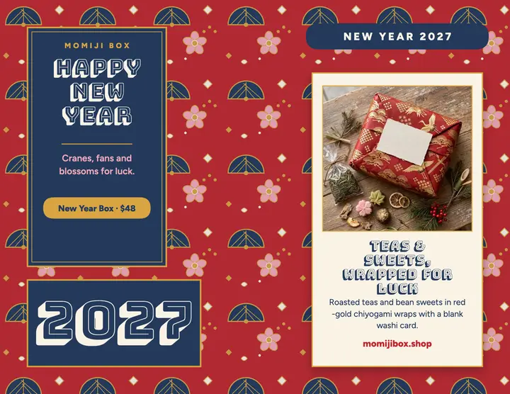 Momiji Box New Year gift set flyer: new year gift flyer template