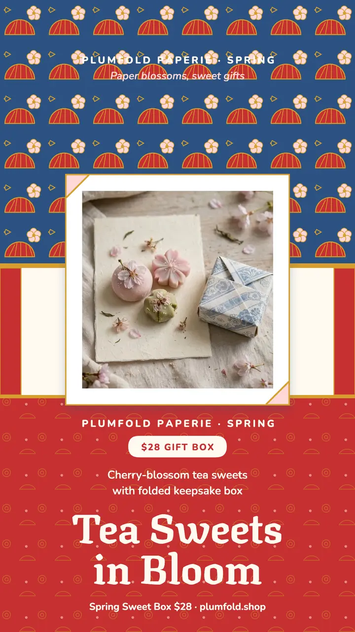 Plumfold spring sweet box chiyogami story template
