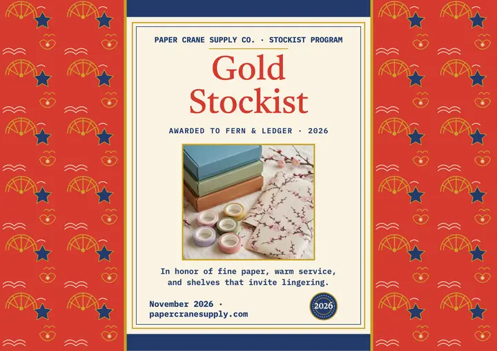 Gold stockist certificate, chiyogami paper template