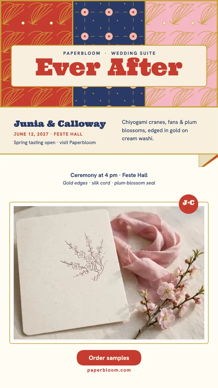 Paperbloom chiyogami wedding invite story template