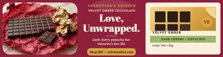 Velvet Ember Valentine chocolate bar billboard: valentine chocolate ad template