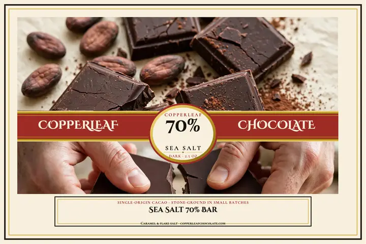 Copperleaf chocolate crest postcard template