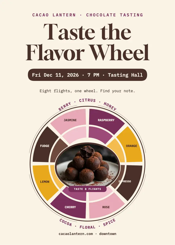 Cacao Lantern chocolate tasting invitation template