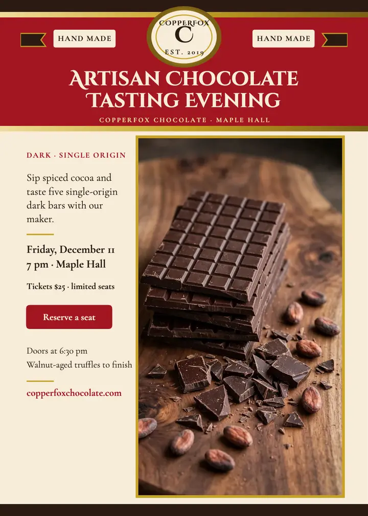 Copperfox chocolate tasting crest invite template