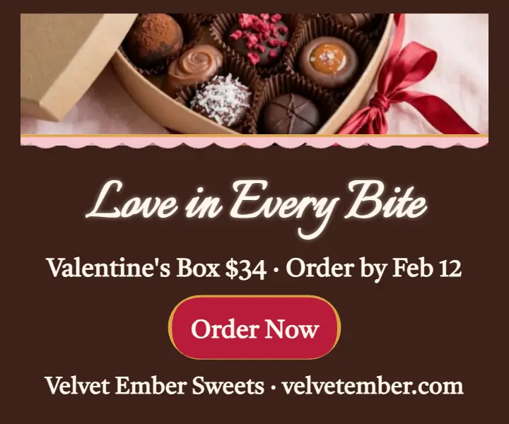 Velvet Ember Valentine's box ad template