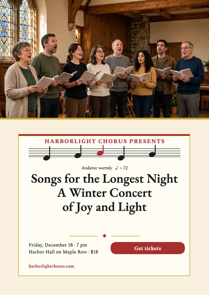 Harborlight Chorus winter concert score flyer template
