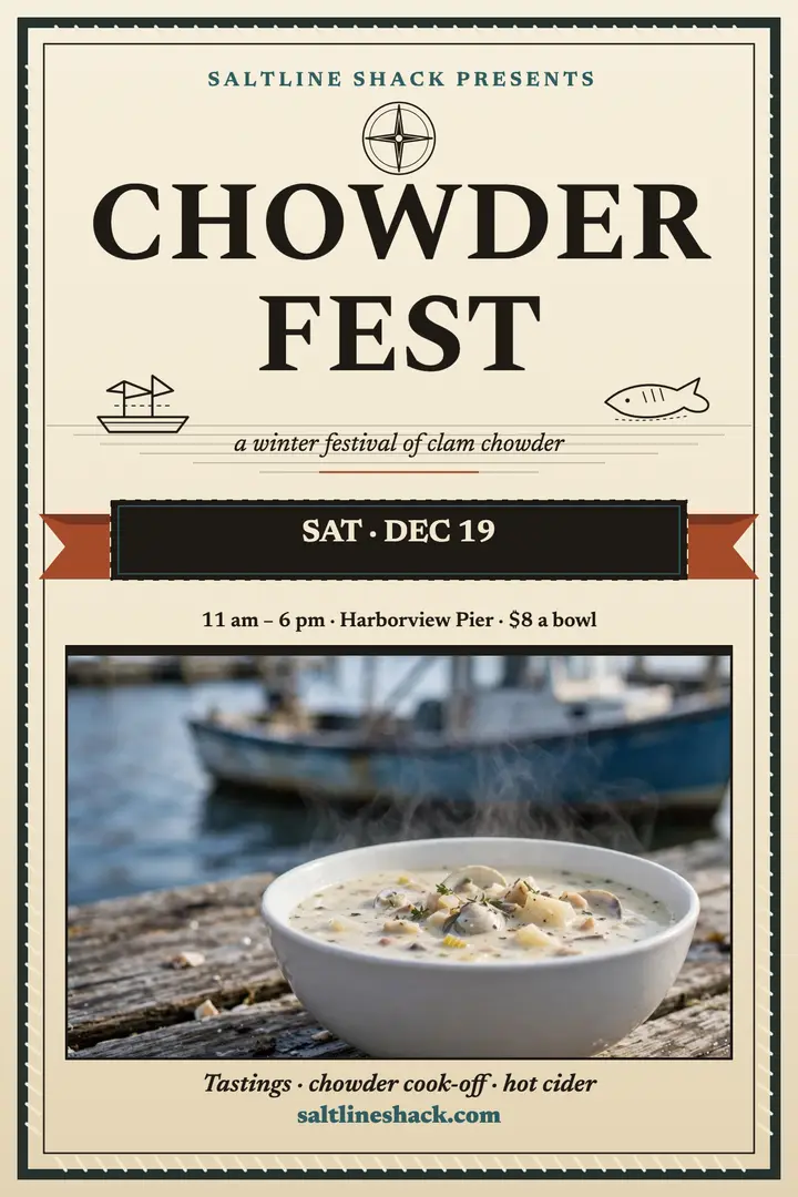Saltline Shack chowder fest poster template