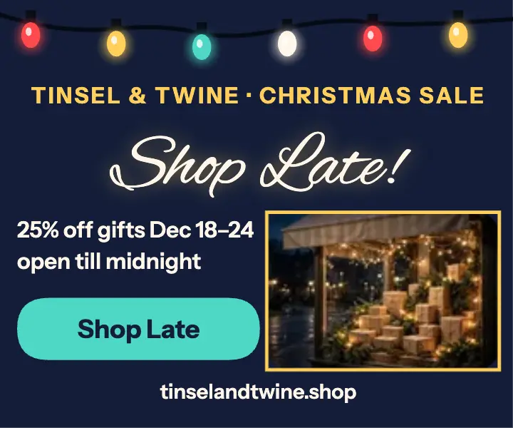 Tinsel and Twine late-night sale ad template