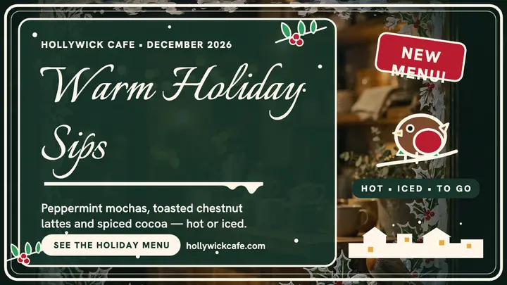 Hollywick Cafe holiday drinks thumbnail template