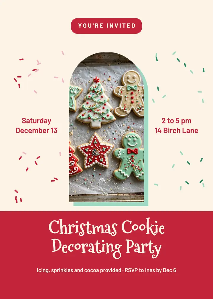 Christmas cookie decorating party template