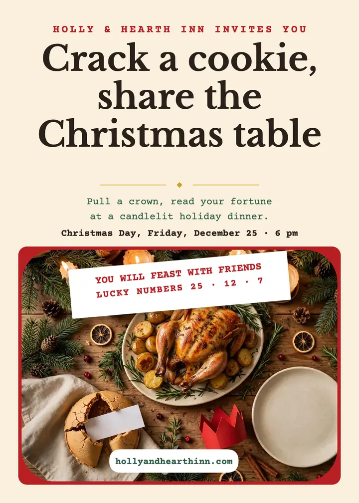 Holly and Hearth Christmas cracker dinner invitation template