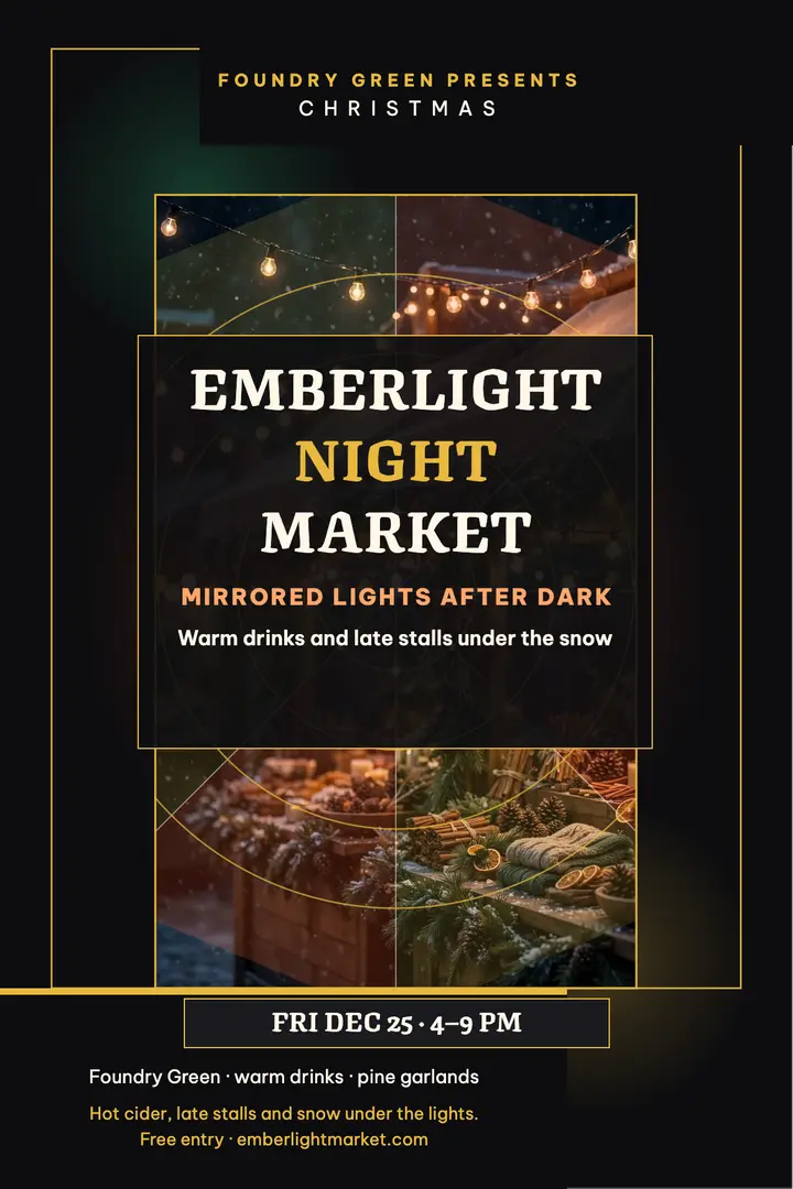 Emberlight Night Market Christmas poster template