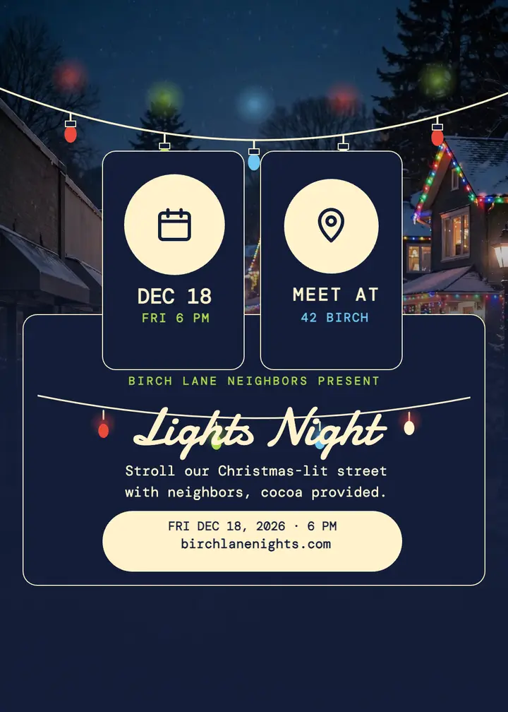 Birch Lane Christmas lights night invitation template