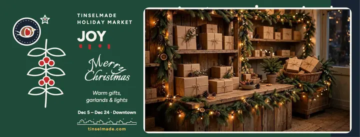 Tinselmade Christmas shop painted window cover template