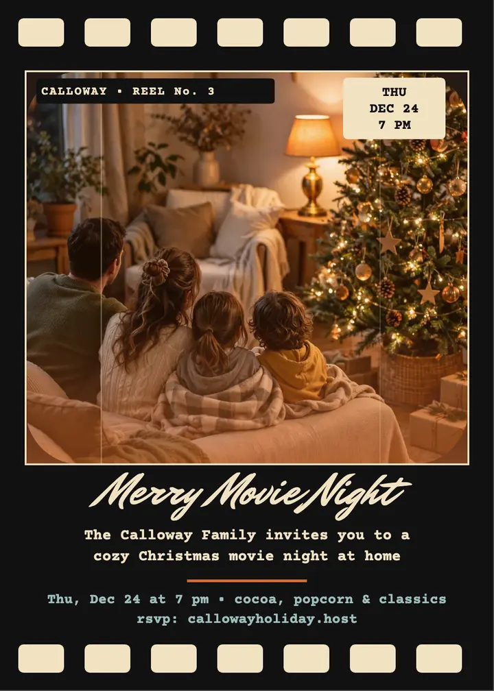 Calloway Christmas movie night Super 8 invite template