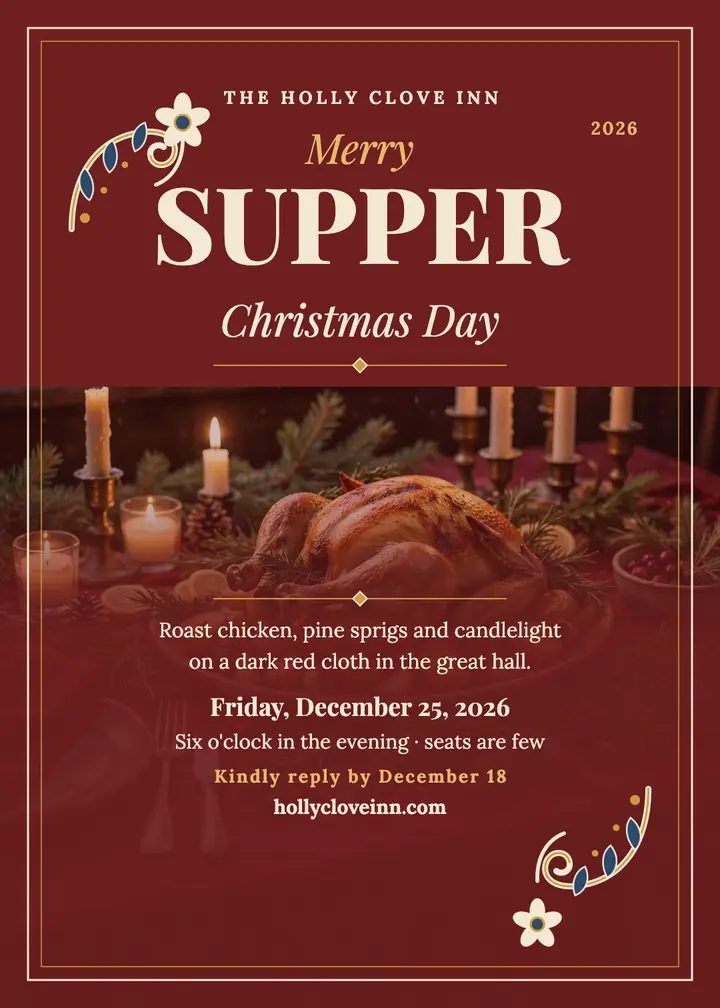 Holly Clove Christmas supper invitation: christmas supper invitation template