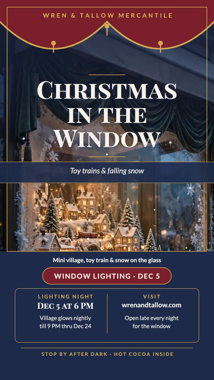 Wren and Tallow Christmas window story template