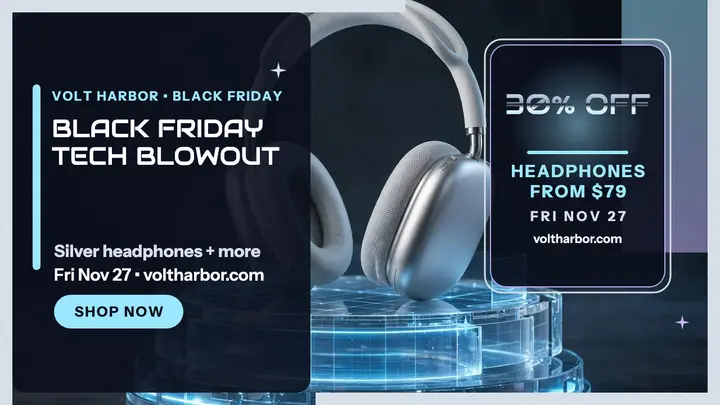 Volt Harbor Black Friday tech chrome thumbnail template
