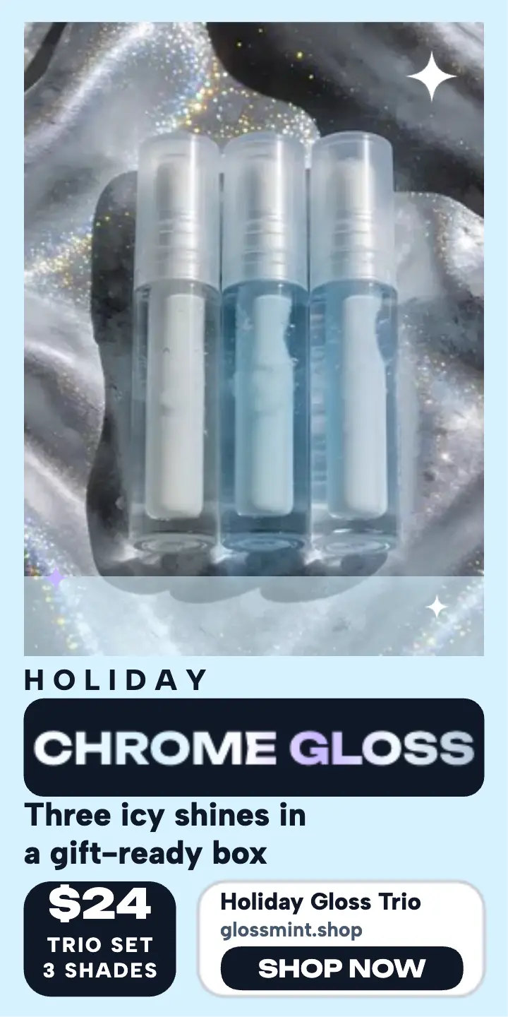 Glossmint chrome gloss holiday ad: lip gloss holiday ad template