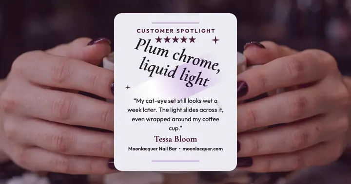 Plum chrome manicure review, facebook post template