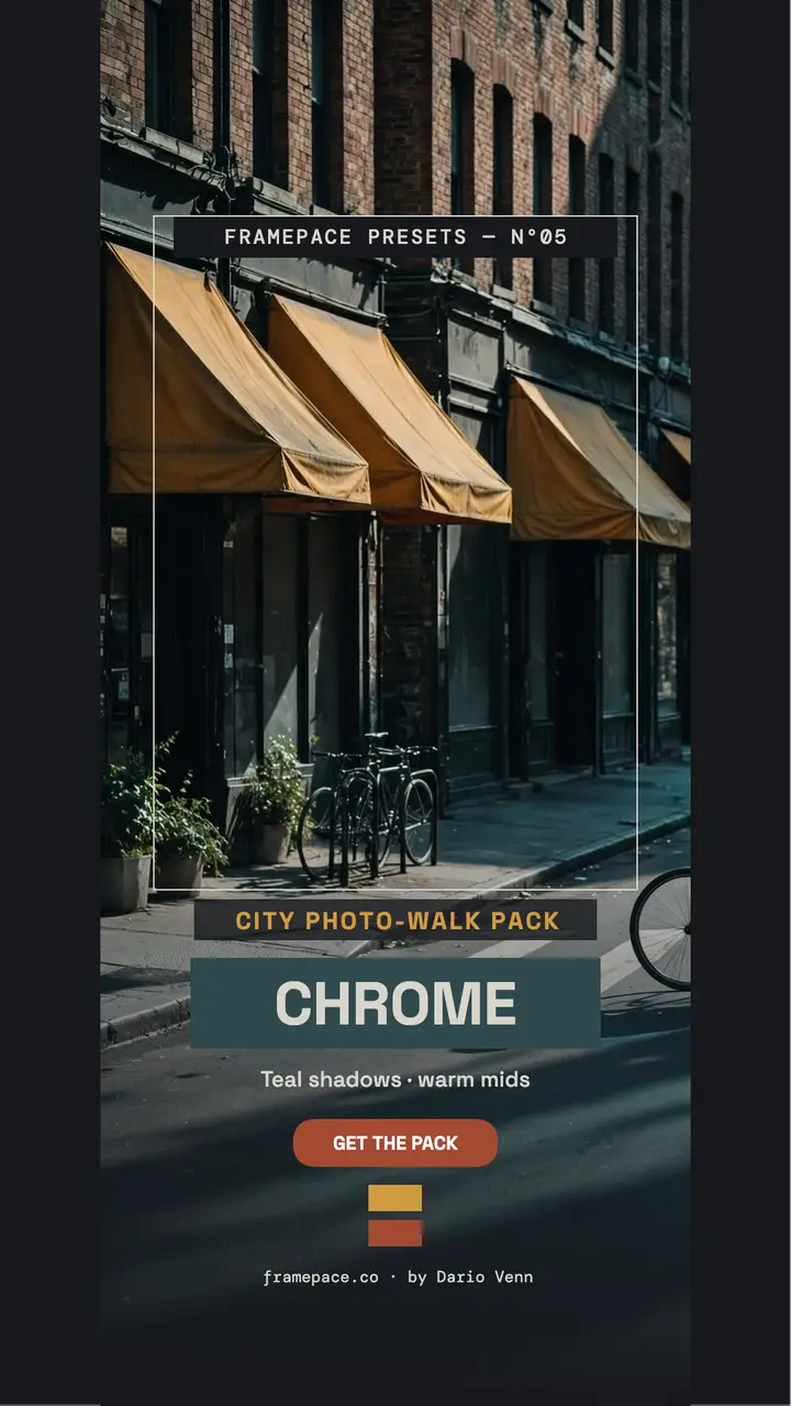 Framepace chrome street preset story template