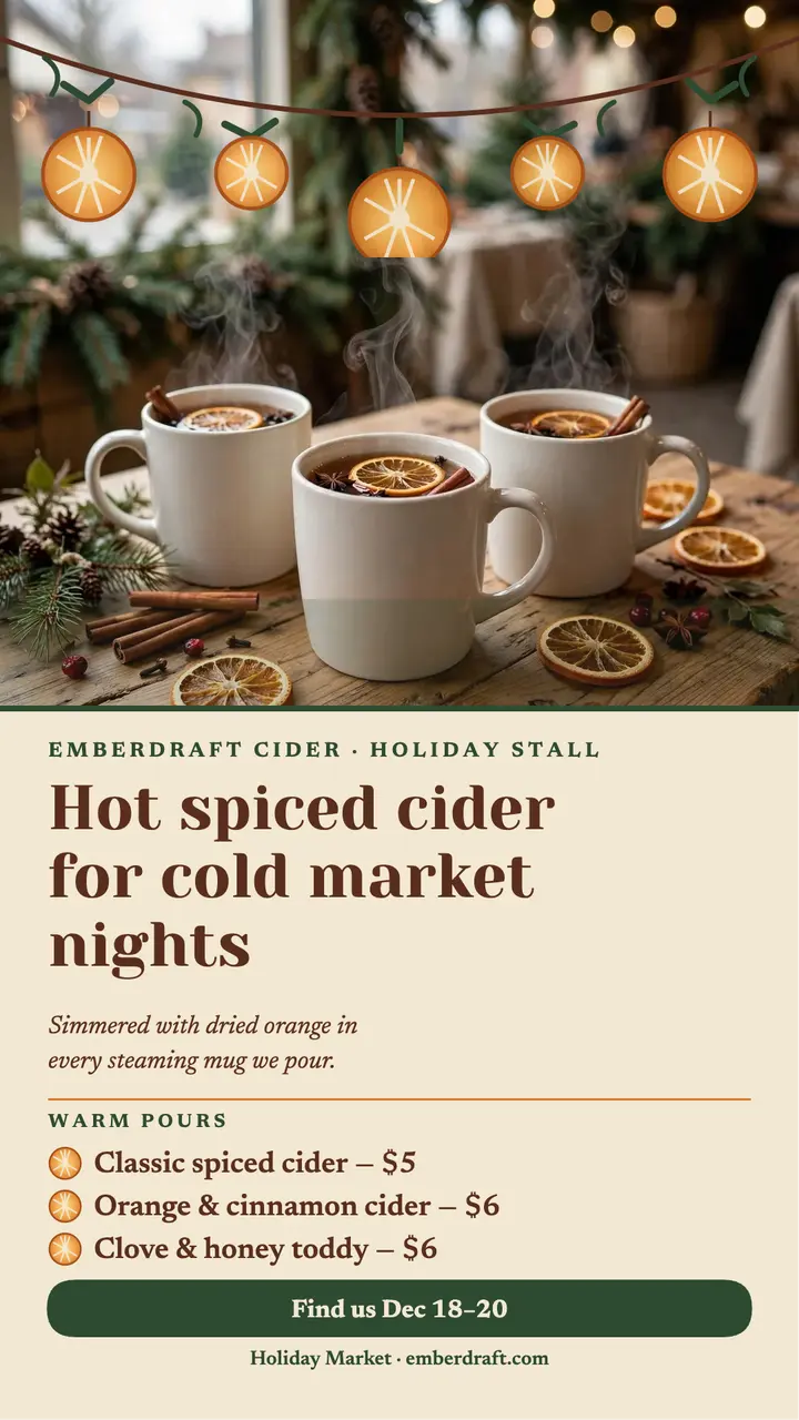 Emberdraft spiced cider holiday story template