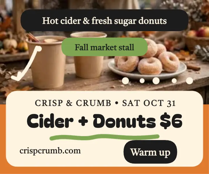 Crisp and Crumb cider donut paint ad template