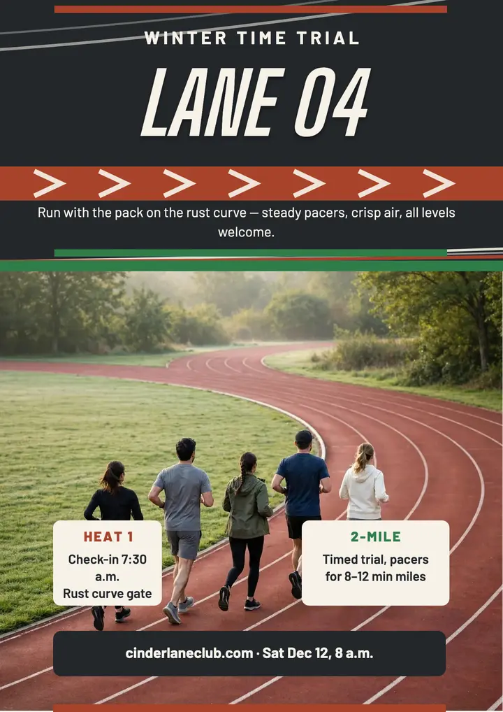 Cinder Lane Club winter time trial flyer template