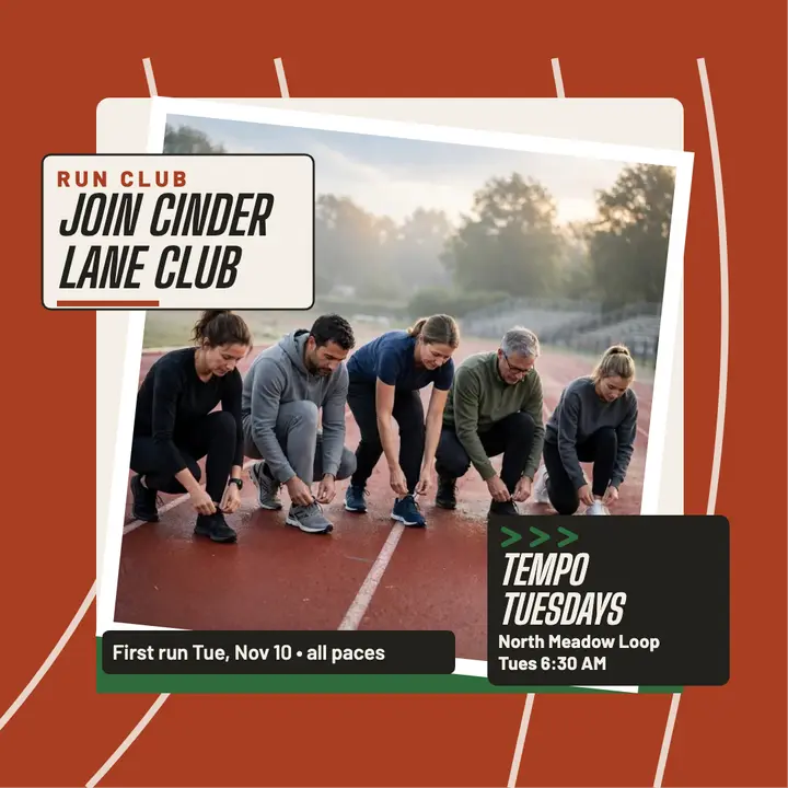 Cinder Lane run club track post template