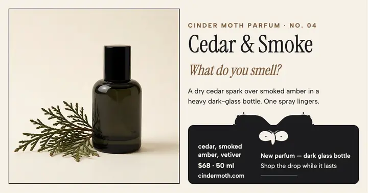 Cinder Moth cedar smoke inkblot post template
