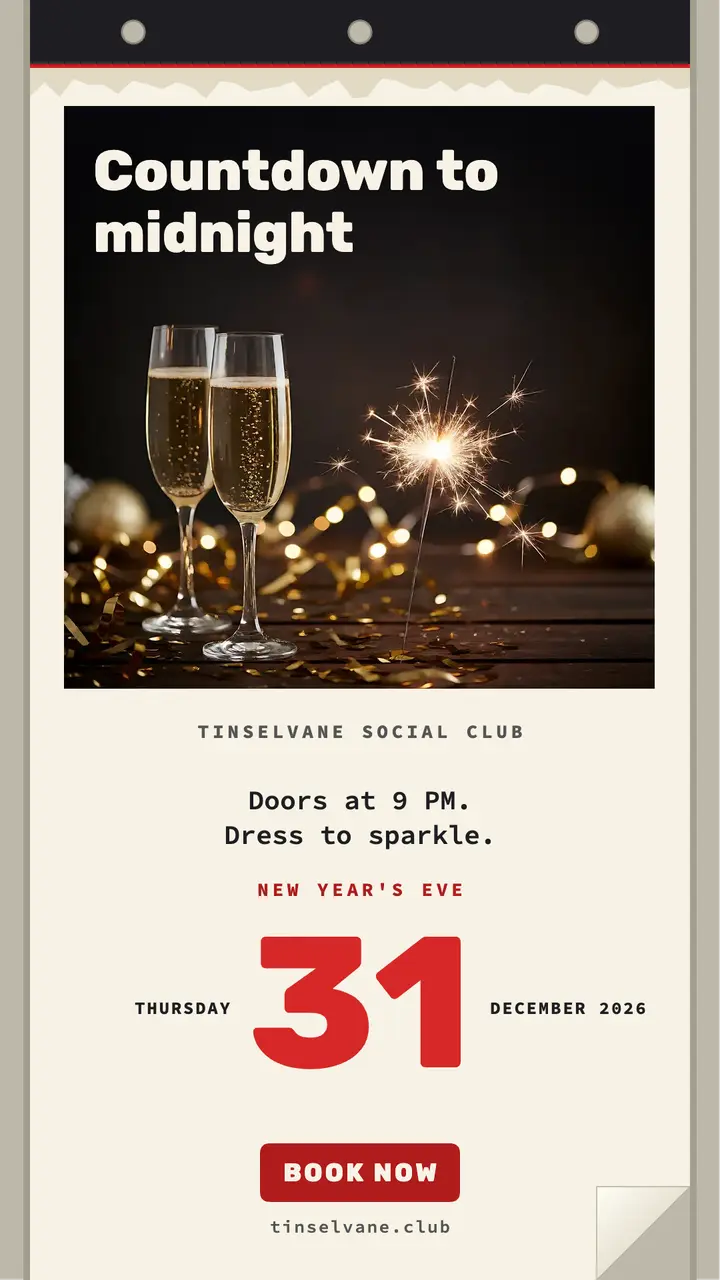 Tinselvane New Year's Eve countdown day-pad story template