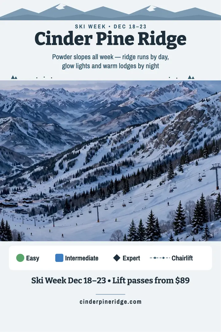 Cinderpine Ridge Ski Week poster template