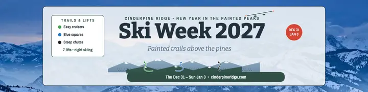 Cinderpine Ridge ski week shop banner template
