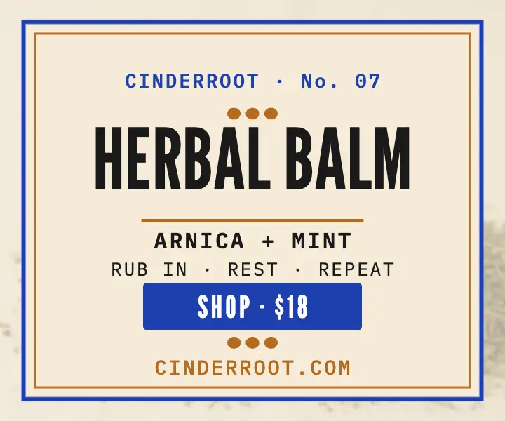 Cinderroot herbal balm apothecary ad: herbal balm ad template