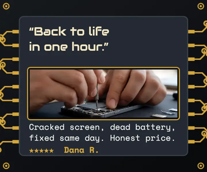 Repair shop review circuit-board ad template