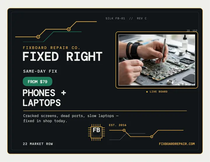 Fixboard phone and laptop repair flyer template