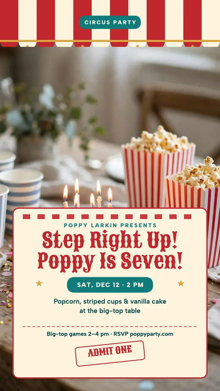 Poppy's circus birthday party story template