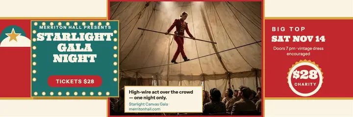 Starlight Canvas Gala circus night header template