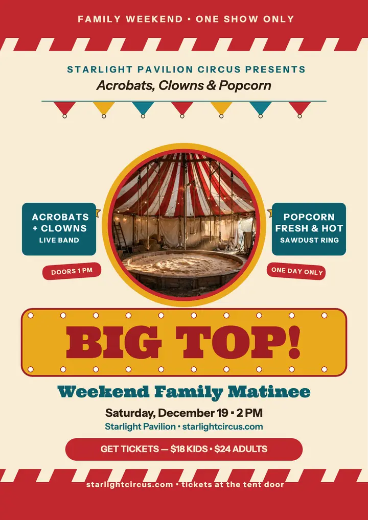 Starlight circus weekend matinee flyer template