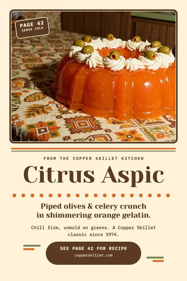 Copper Skillet citrus aspic recipe poster template
