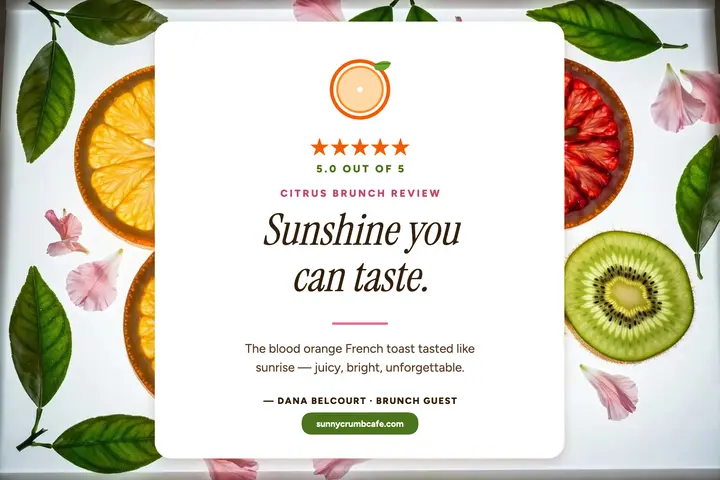 Sunnycrumb citrus brunch review card template