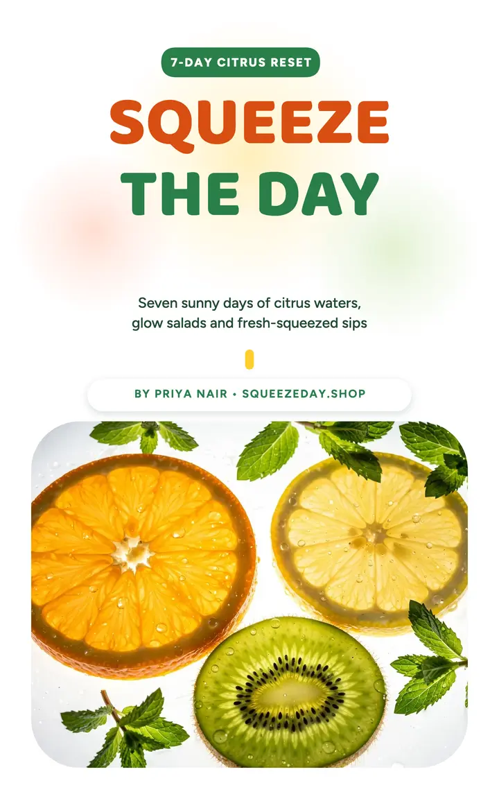 Squeeze Day Cleanse citrus ebook cover: citrus cleanse ebook cover template