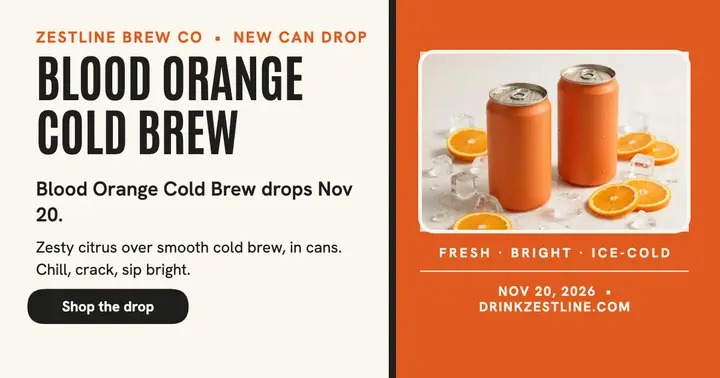 Zestline blood orange cold brew drop: cold brew drop post template