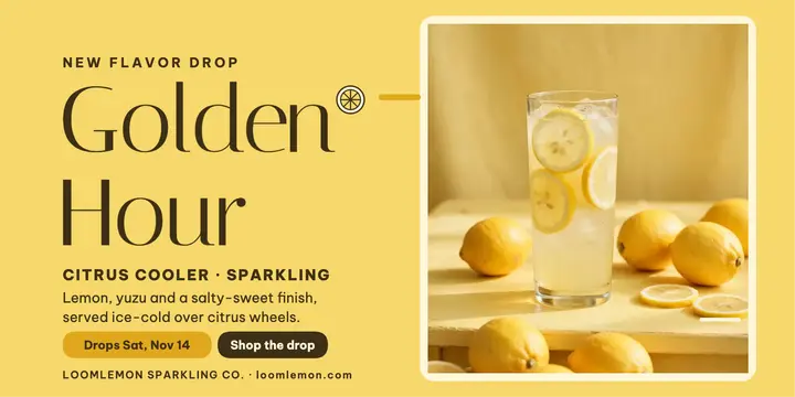 Loomlemon golden citrus cooler launch post: citrus drink launch post template