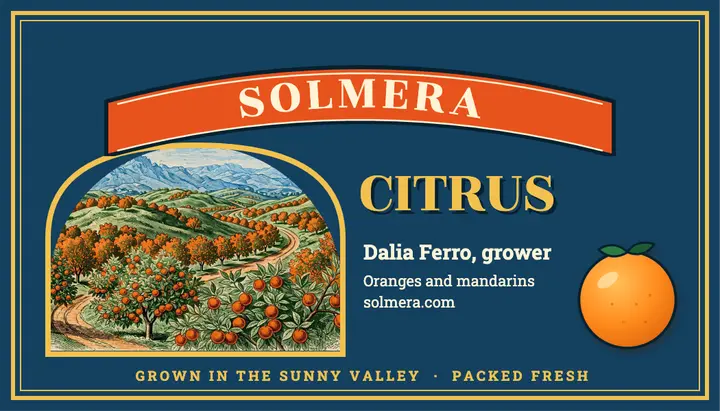 Solmera Citrus business card: citrus grower business card template