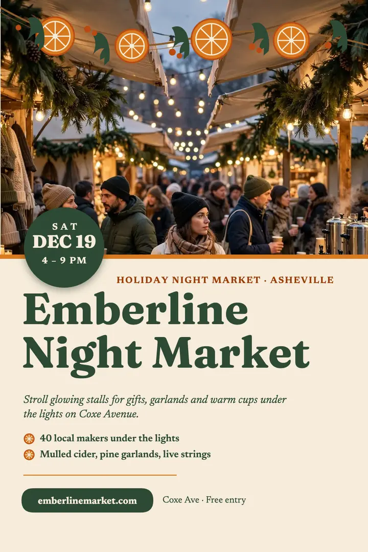 Emberline holiday night market poster template