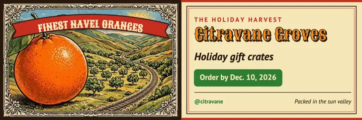 Citravane Groves holiday gift crates X header template
