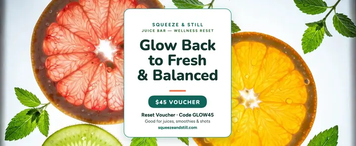 Citrus glow wellness voucher, juice bar template