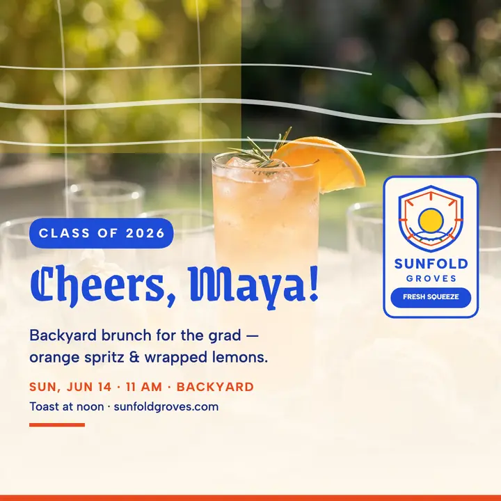 Citrus graduation brunch toast for Maya template