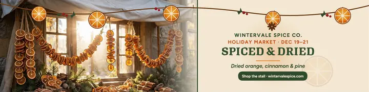 Wintervale holiday spice market banner template